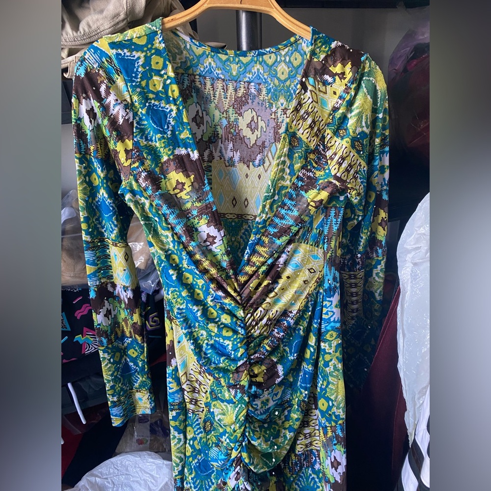 Vibrant Multicolor Patterned Dress